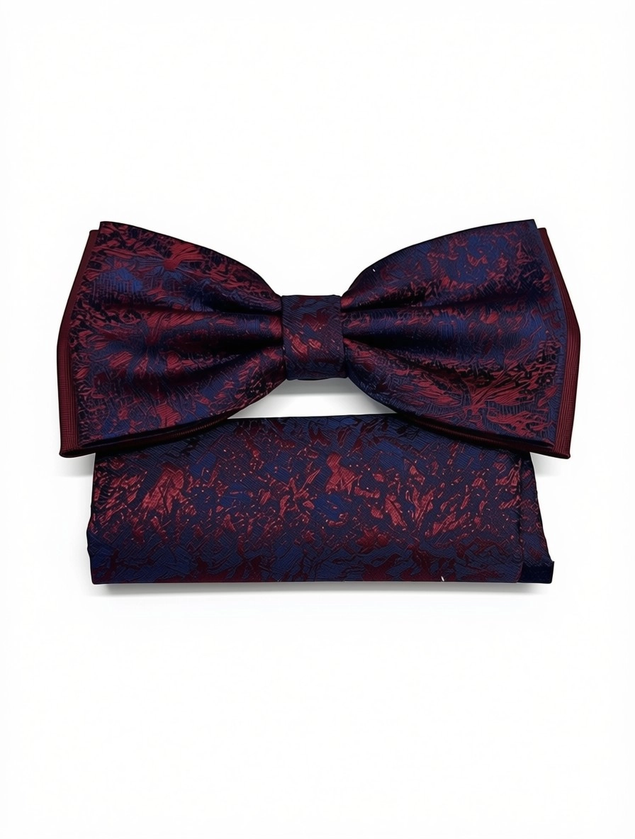 Pánsky motýlik BURGUNDY ROYAL PAISLEY s vreckovkou