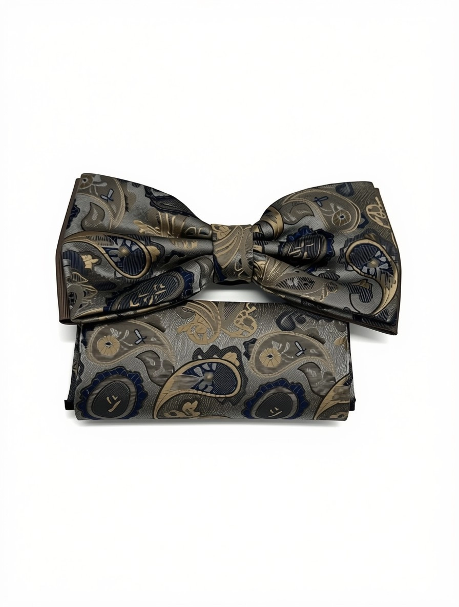Pánsky motýlik OLIVE GOLD s vreckovkou