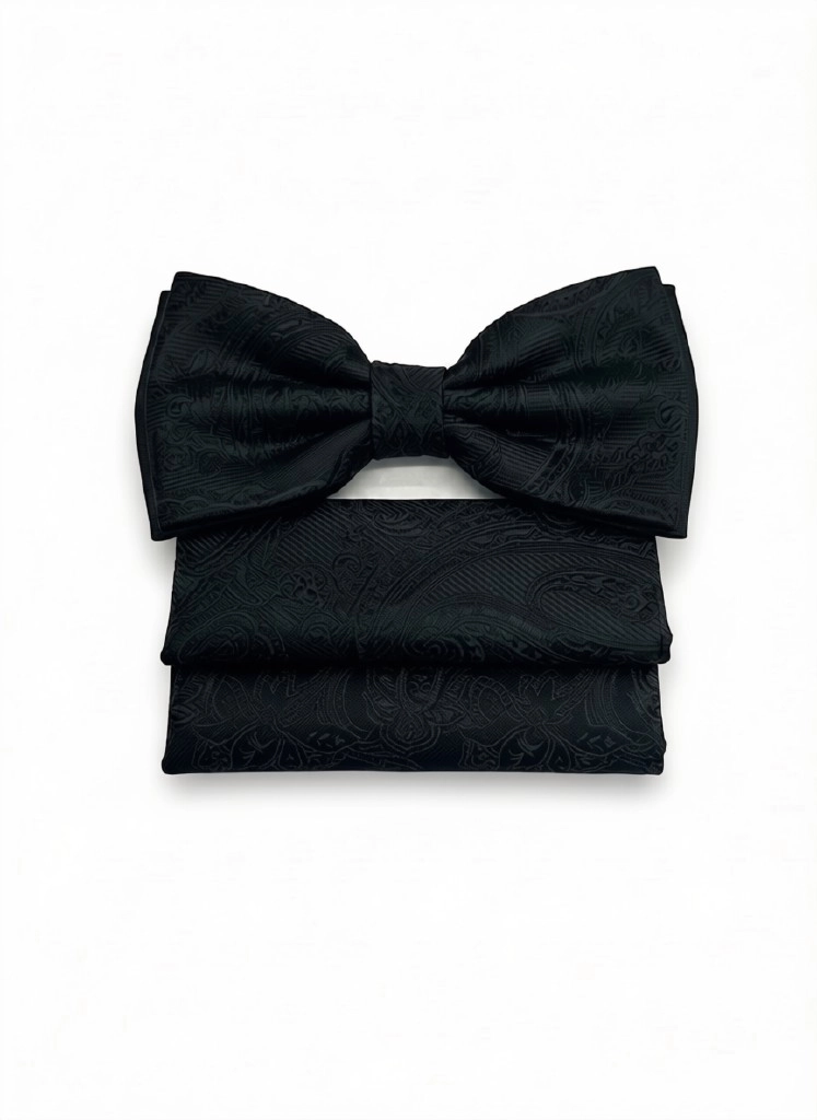Pánsky motýlik BLACK ONYX s vreckovkou