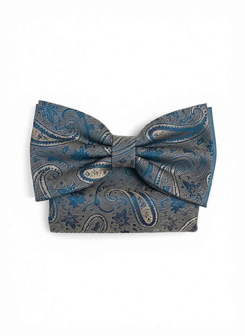 Pánsky motýlik BLUE METALLIC ORNAMENT s vreckovkou