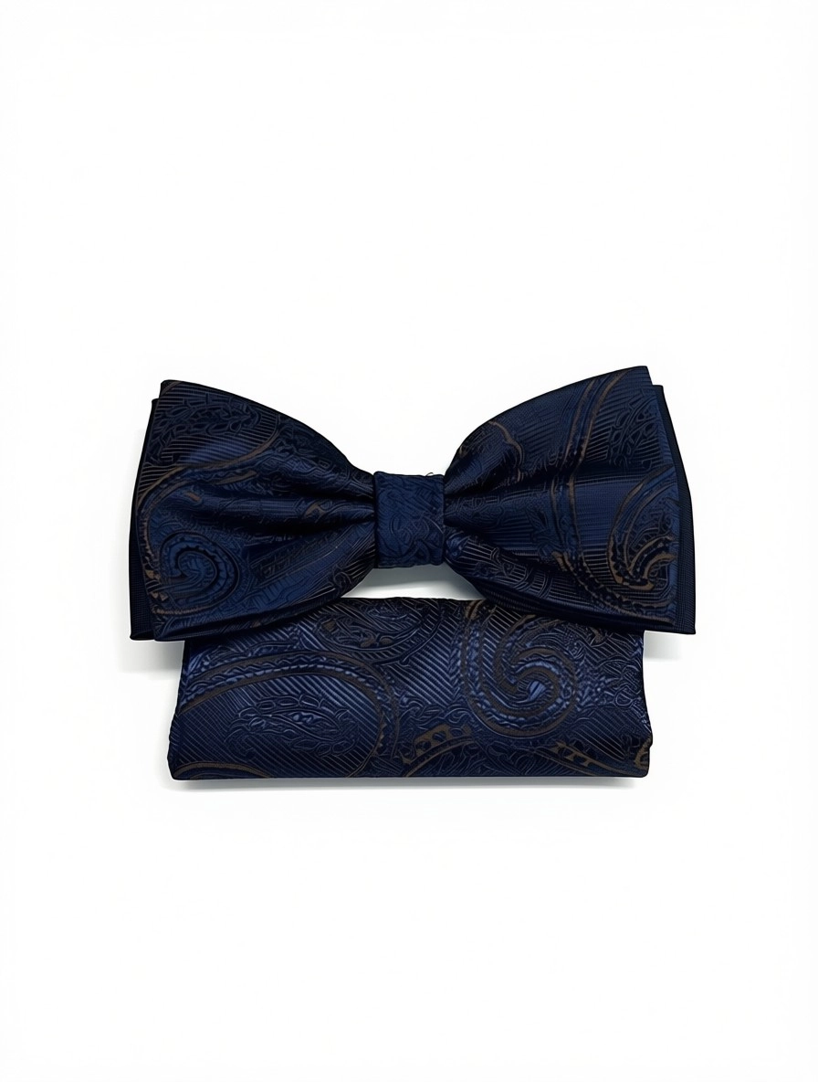 Pánsky motýlik DEEP NAVY SHADOW s vreckovkou