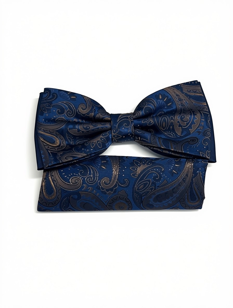 Pánsky motýlik ROYAL BLUE BROWN s vreckovkou
