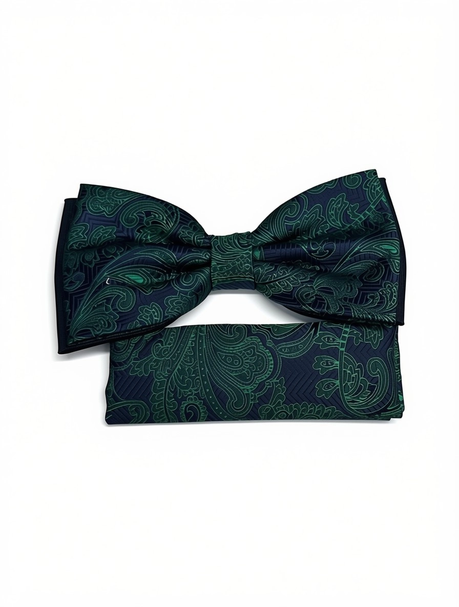 Pánsky motýlik NAVY EMERALD CLASSIC s vreckovkou