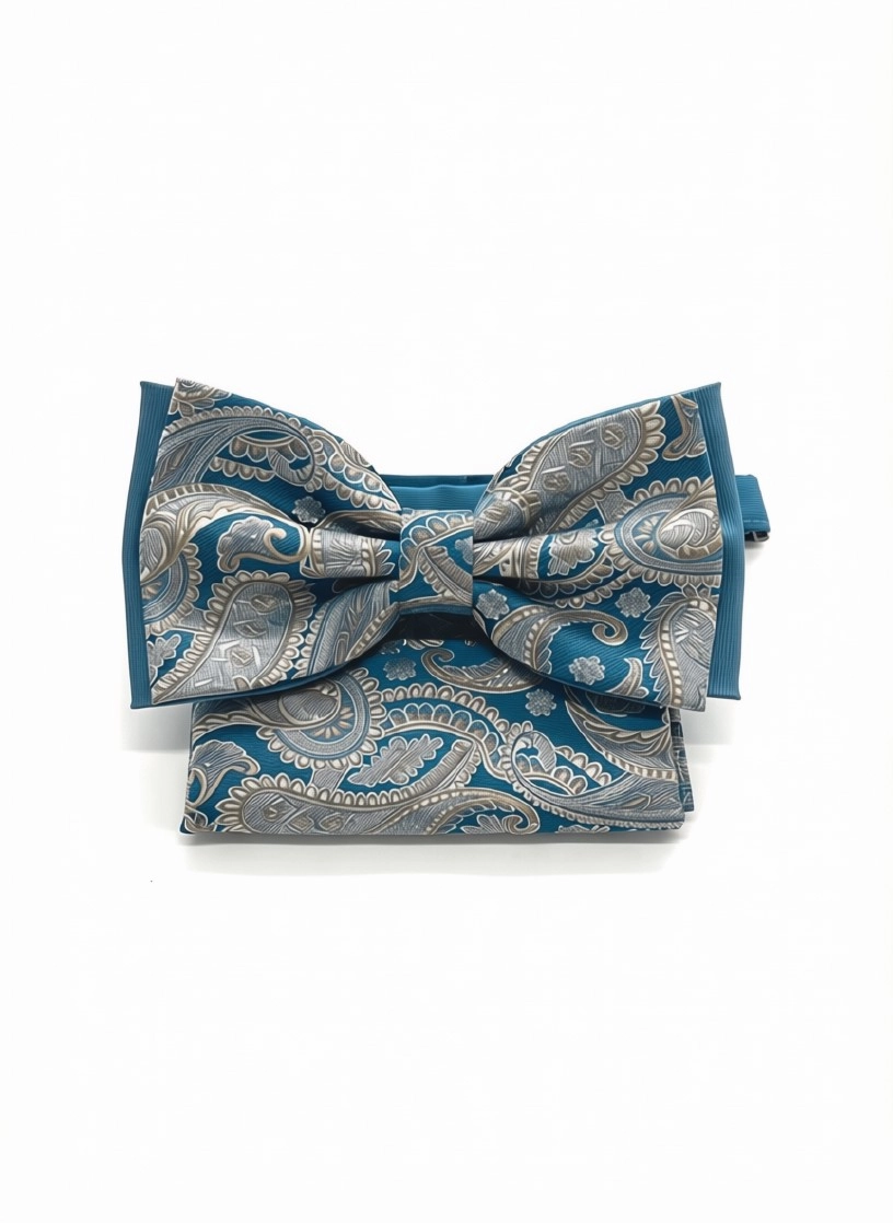 Pánsky motýlik ROYAL SKY PAISLEY s vreckovkou