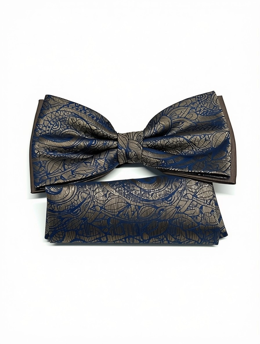 Pánsky motýlik BLUE BRONZE VEIL s vreckovkou