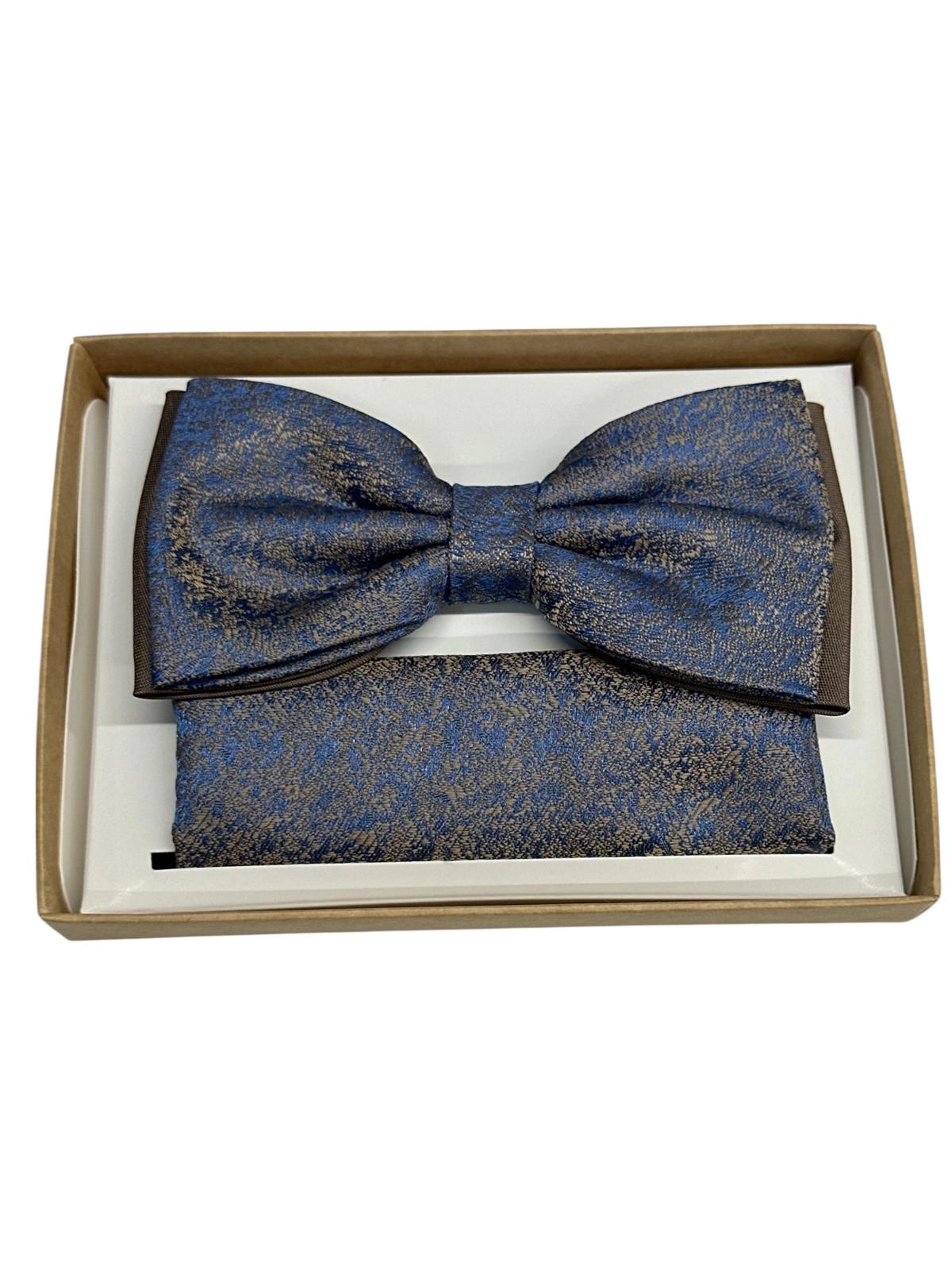 Pánsky motýlik ROYAL BLUE GOLD s vreckovkou