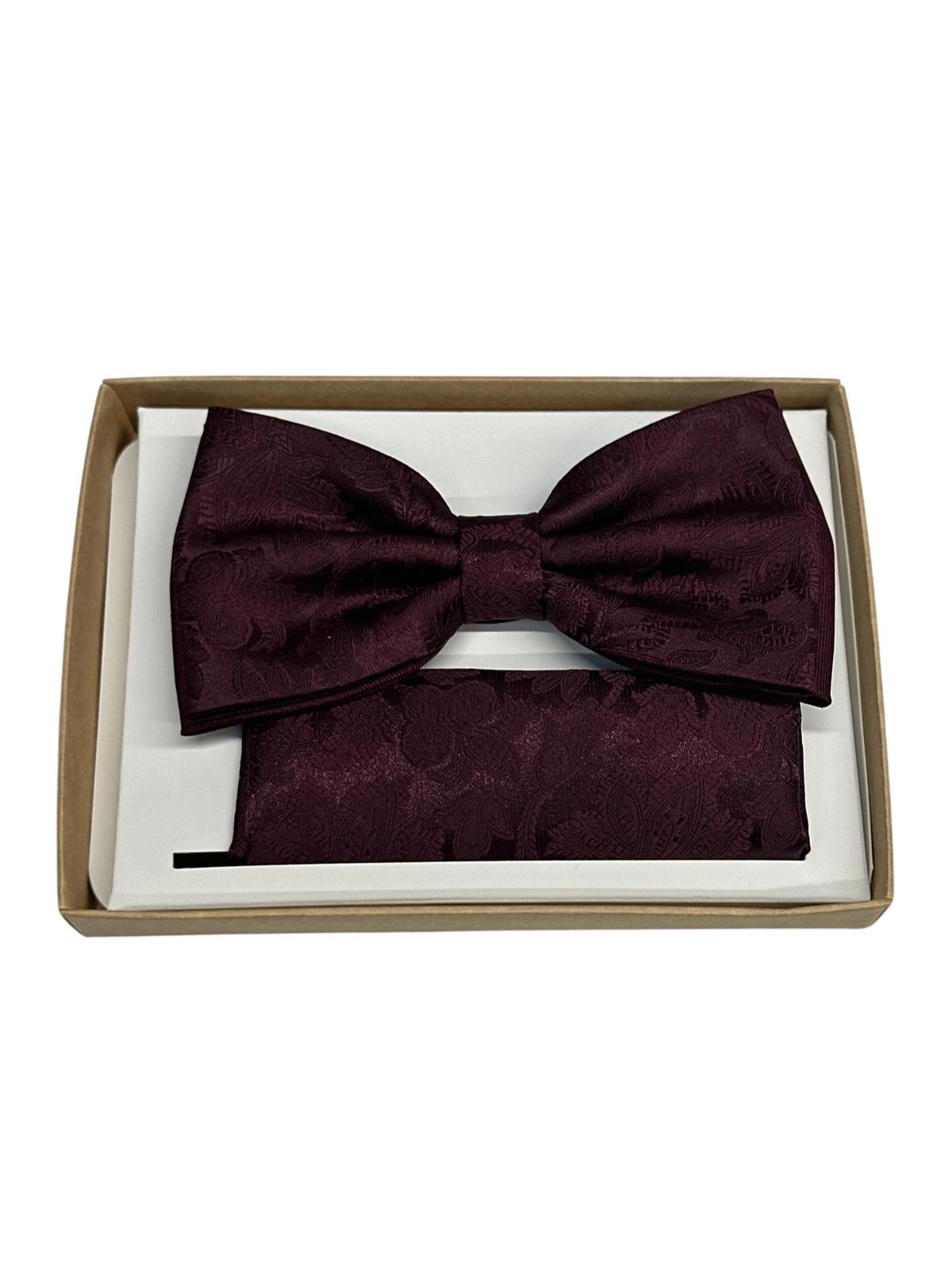 Pánsky motýlik BURGUNDY CLASSIC s vreckovkou